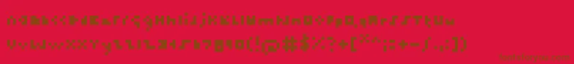フォントThetiniestfont – 赤い背景に茶色の文字