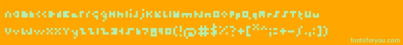 Thetiniestfont Font – Green Fonts on Orange Background