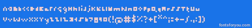 フォントThetiniestfont – ピンクの文字、青い背景