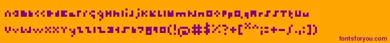 Шрифт Thetiniestfont – фиолетовые шрифты на оранжевом фоне