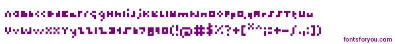 フォントThetiniestfont – 白い背景に紫のフォント