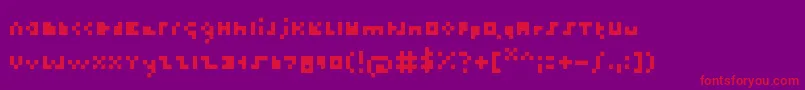 Thetiniestfont-Schriftart – Rote Schriften auf violettem Hintergrund