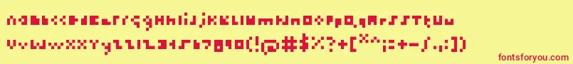 Шрифт Thetiniestfont – красные шрифты на жёлтом фоне