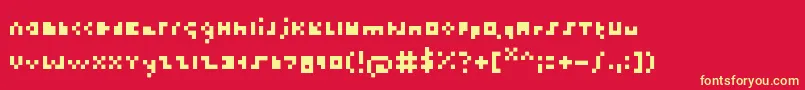 フォントThetiniestfont – 黄色の文字、赤い背景