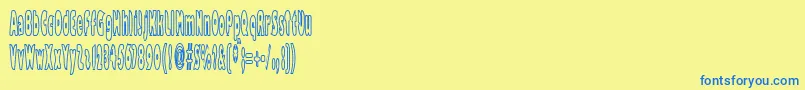 Bazzomba-Schriftart – Blaue Schriften auf gelbem Hintergrund