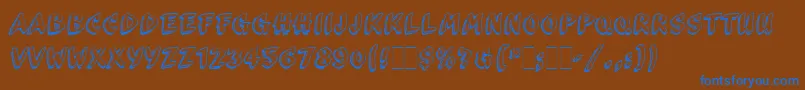 フォントScribaLetPlain – 茶色の背景に青い文字
