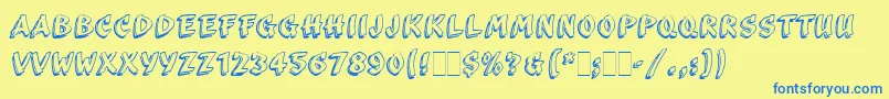 ScribaLetPlain-fontti – siniset fontit keltaisella taustalla