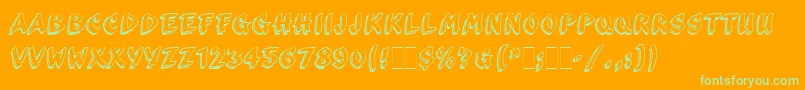 フォントScribaLetPlain – オレンジの背景に緑のフォント