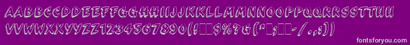 フォントScribaLetPlain – 紫の背景に緑のフォント