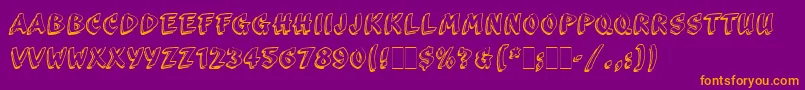 ScribaLetPlain-fontti – oranssit fontit violetilla taustalla