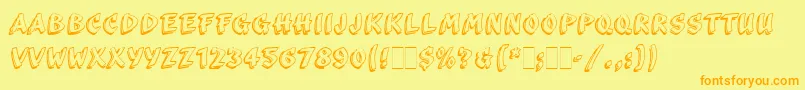 フォントScribaLetPlain – オレンジの文字が黄色の背景にあります。