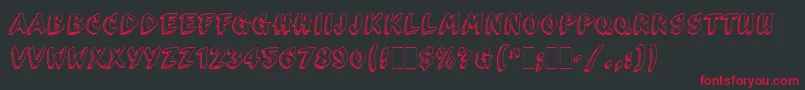 フォントScribaLetPlain – 黒い背景に赤い文字