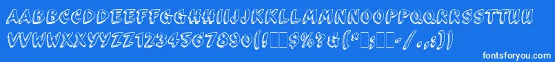 ScribaLetPlain-Schriftart – Weiße Schriften auf blauem Hintergrund
