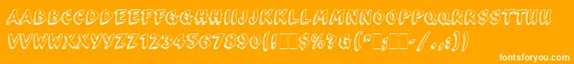 フォントScribaLetPlain – オレンジの背景に白い文字