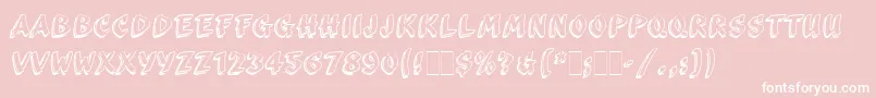 ScribaLetPlain-Schriftart – Weiße Schriften auf rosa Hintergrund