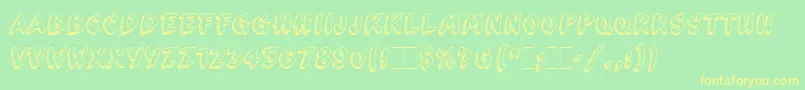 フォントScribaLetPlain – 黄色の文字が緑の背景にあります