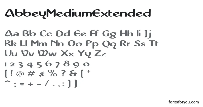 Шрифт AbbeyMediumExtended – алфавит, цифры, специальные символы