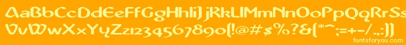 AbbeyMediumExtended-Schriftart – Gelbe Schriften auf orangefarbenem Hintergrund