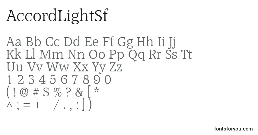 Шрифт AccordLightSf – алфавит, цифры, специальные символы