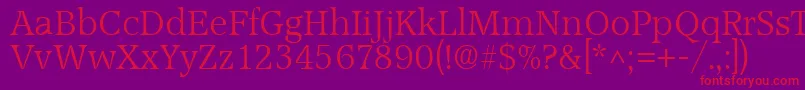 フォントAccordLightSf – 紫の背景に赤い文字