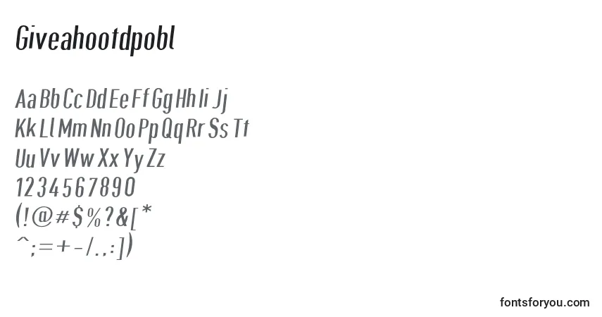 A fonte Giveahootdpobl – alfabeto, números, caracteres especiais