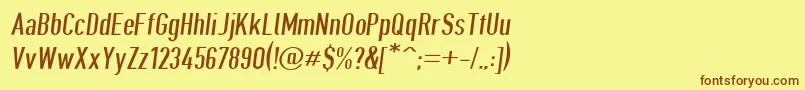 Giveahootdpobl-Schriftart – Braune Schriften auf gelbem Hintergrund