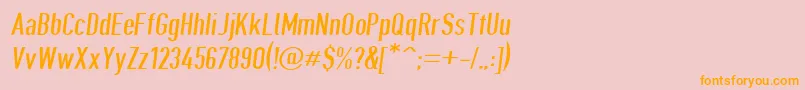 フォントGiveahootdpobl – オレンジの文字がピンクの背景にあります。