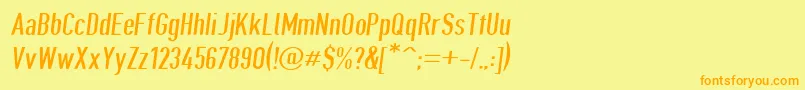 フォントGiveahootdpobl – オレンジの文字が黄色の背景にあります。