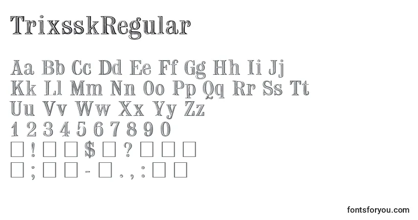 TrixsskRegular Font – alphabet, numbers, special characters