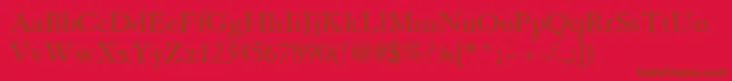GranjonLtRoman-Schriftart – Braune Schriften auf rotem Hintergrund
