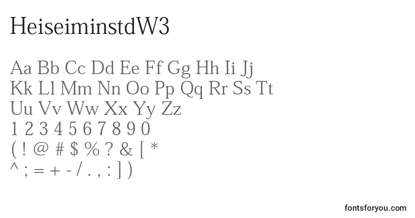 HeiseiminstdW3 Font – alphabet, numbers, special characters