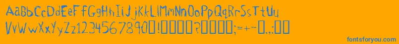 Tetanus-Schriftart – Blaue Schriften auf orangefarbenem Hintergrund