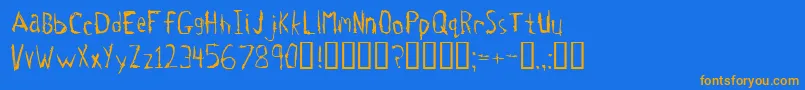 フォントTetanus – オレンジ色の文字が青い背景にあります。