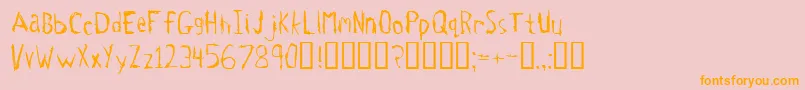 Tetanus-Schriftart – Orangefarbene Schriften auf rosa Hintergrund