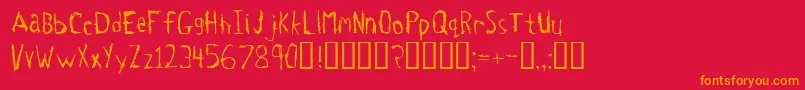 フォントTetanus – 赤い背景にオレンジの文字