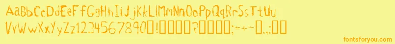 Tetanus-Schriftart – Orangefarbene Schriften auf gelbem Hintergrund