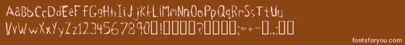 Tetanus-fontti – vaaleanpunaiset fontit ruskealla taustalla