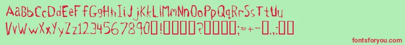 フォントTetanus – 赤い文字の緑の背景