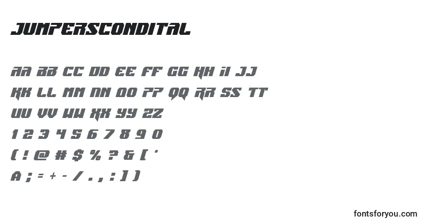 Jumperscondital-fontti – aakkoset, numerot, erikoismerkit