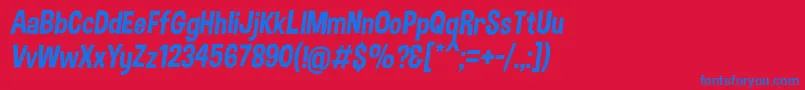 DimboItalic Font – Blue Fonts on Red Background