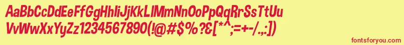 フォントDimboItalic – 赤い文字の黄色い背景