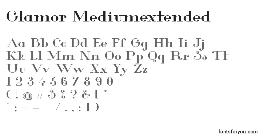 Schriftart Glamor Mediumextended – Alphabet, Zahlen, spezielle Symbole