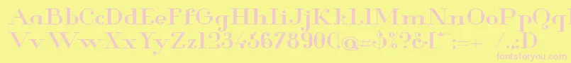 Glamor Mediumextended-fontti – vaaleanpunaiset fontit keltaisella taustalla