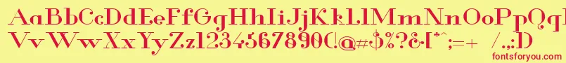 フォントGlamor Mediumextended – 赤い文字の黄色い背景