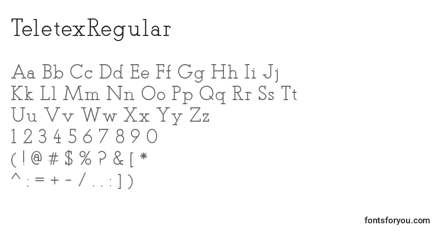 TeletexRegular-fontti – aakkoset, numerot, erikoismerkit