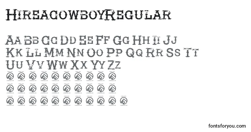 Шрифт HireacowboyRegular – алфавит, цифры, специальные символы