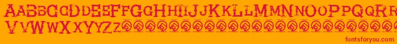 Czcionka HireacowboyRegular – czerwone czcionki na pomarańczowym tle