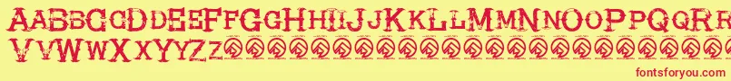 HireacowboyRegular Font – Red Fonts on Yellow Background