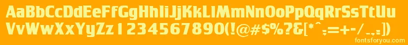Tamago-Schriftart – Gelbe Schriften auf orangefarbenem Hintergrund