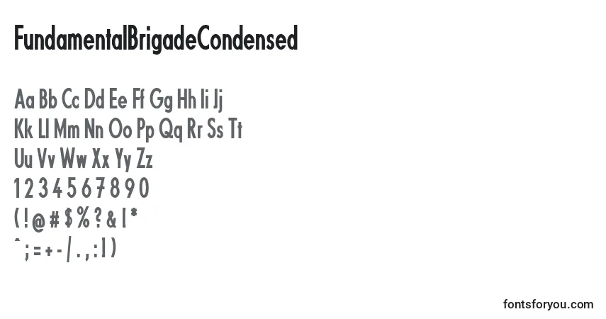 Шрифт FundamentalBrigadeCondensed – алфавит, цифры, специальные символы